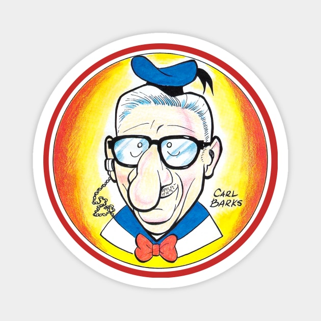 Carl Barks (Self Portrait) Magnet by dumb stuff, fun stuff